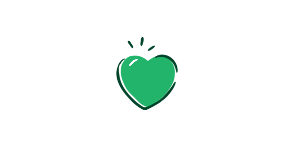 a green heart on a black background